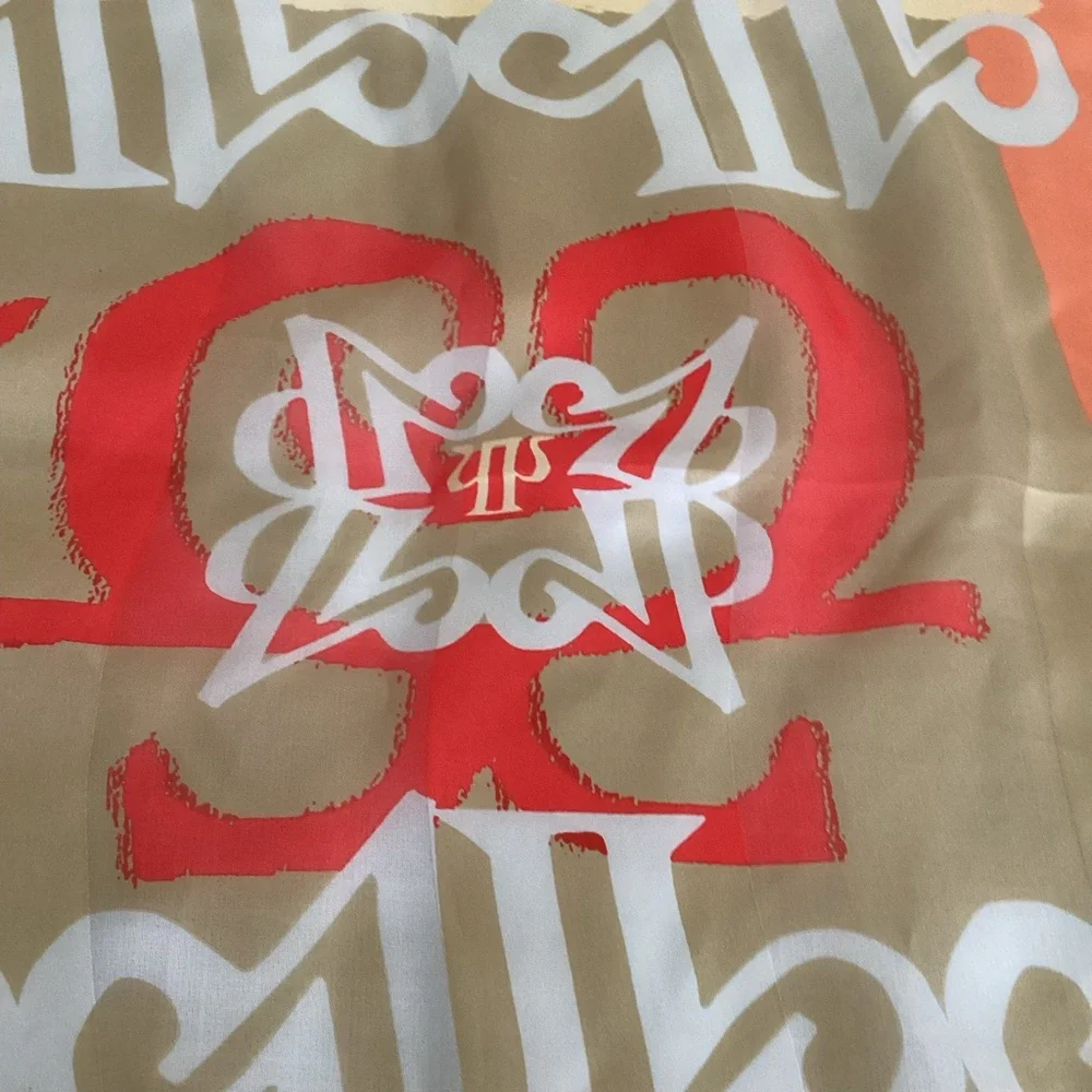 Croata Silk Scarf 26x26 Orange Cream  Geometric Logo Square Made in Croatia